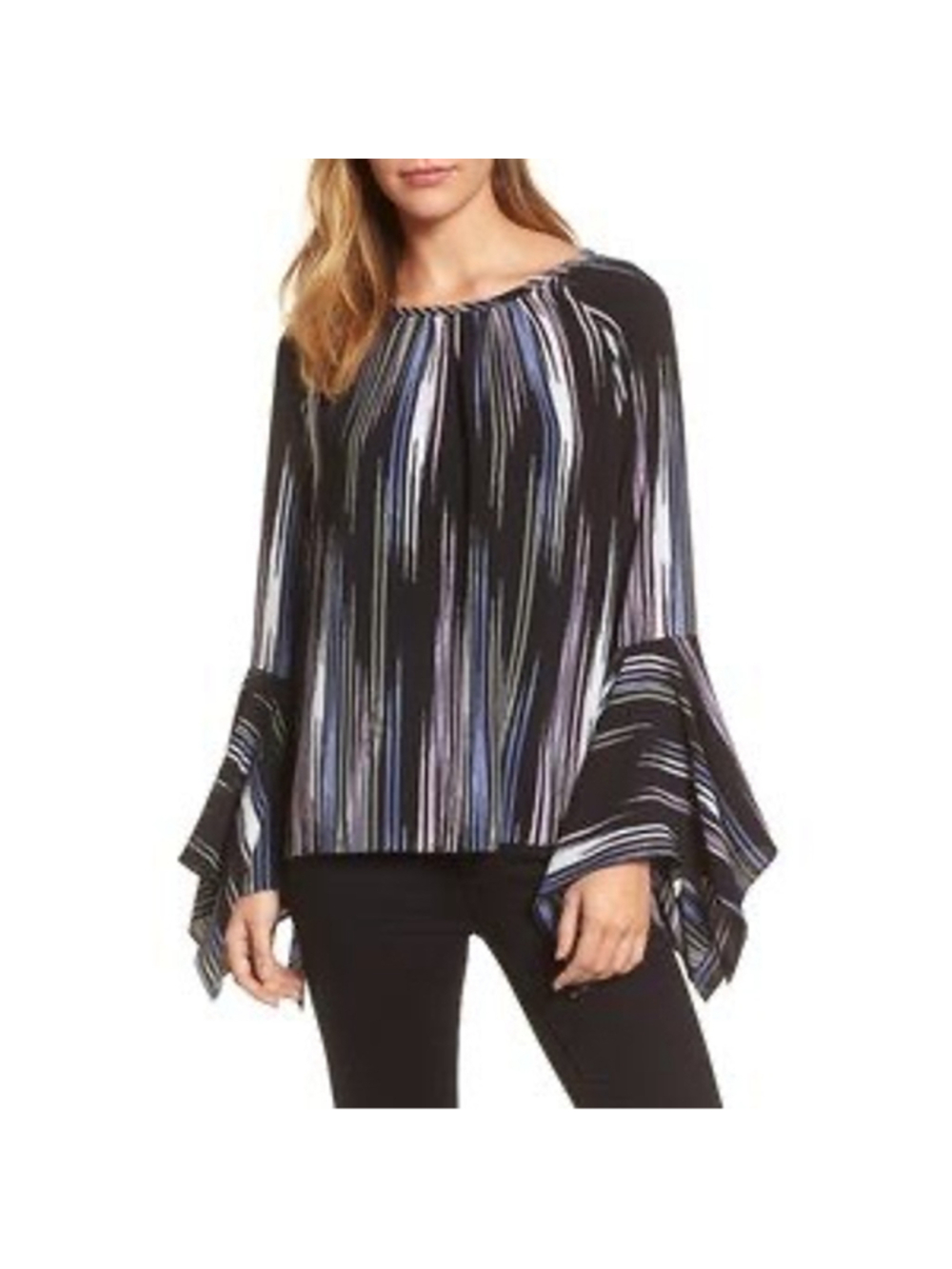 NWT Vince Camuto Bell Sleeve Blouse XS Contemporary Bohemian Artisan Modern P7